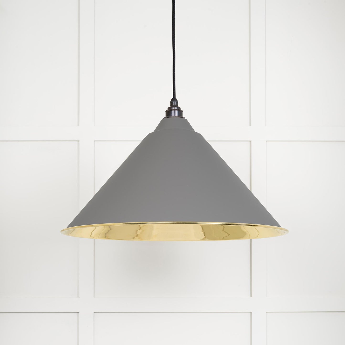 Smooth Brass Hockley Pendant Light Bluff, Front Side.