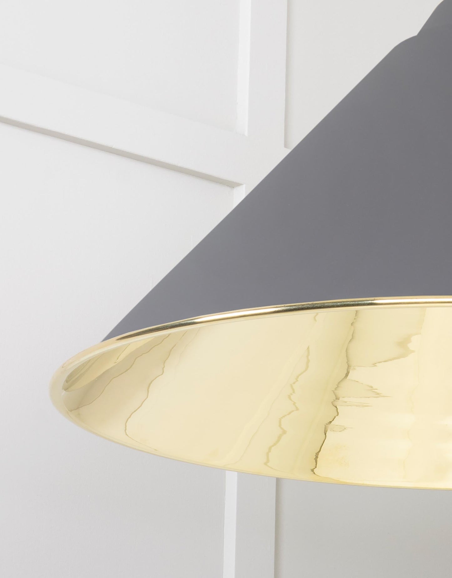 Smooth Brass Hockley Pendant Light Bluff, Detailed close up view of pendant.