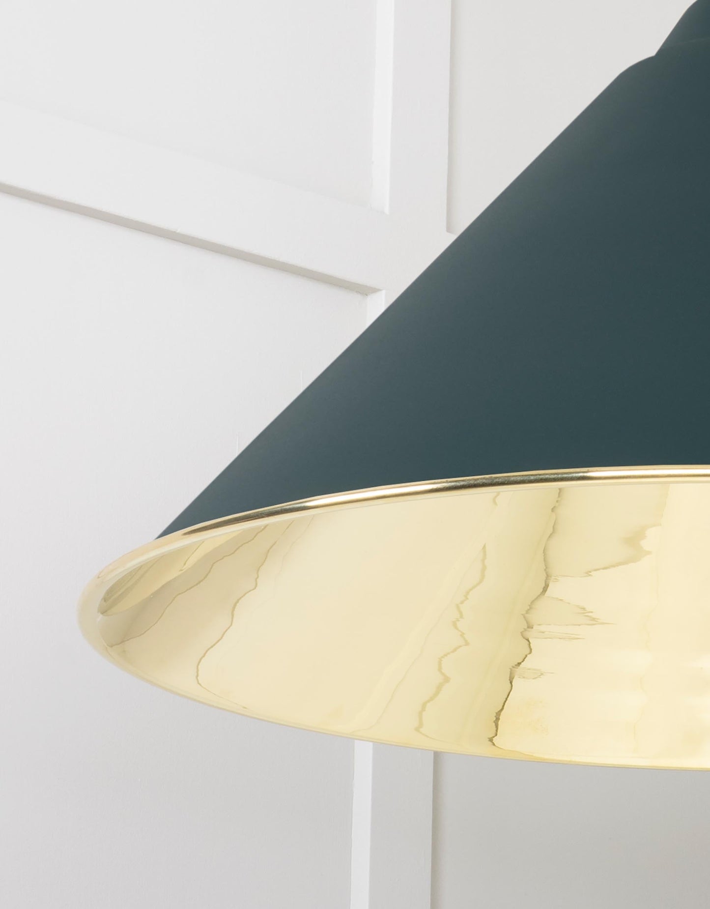 Smooth Brass Hockley Pendant Light Dingle, Detailed close up view of pendant.