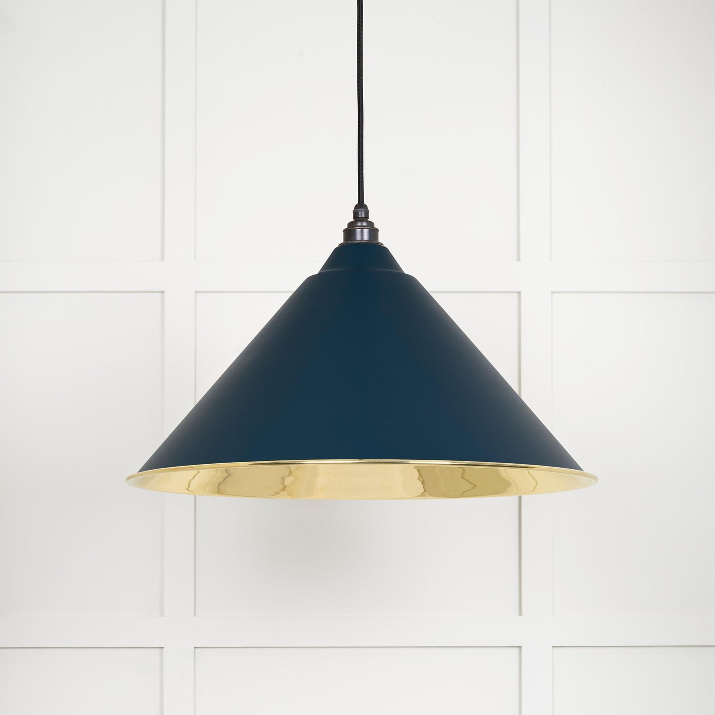 Smooth Brass Hockley Pendant Light Dusk, Front Side.