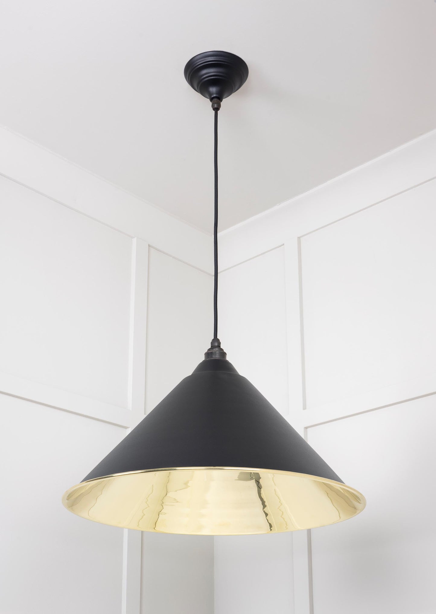 Smooth Brass Hockley Pendant Light Elan Black, Underside.