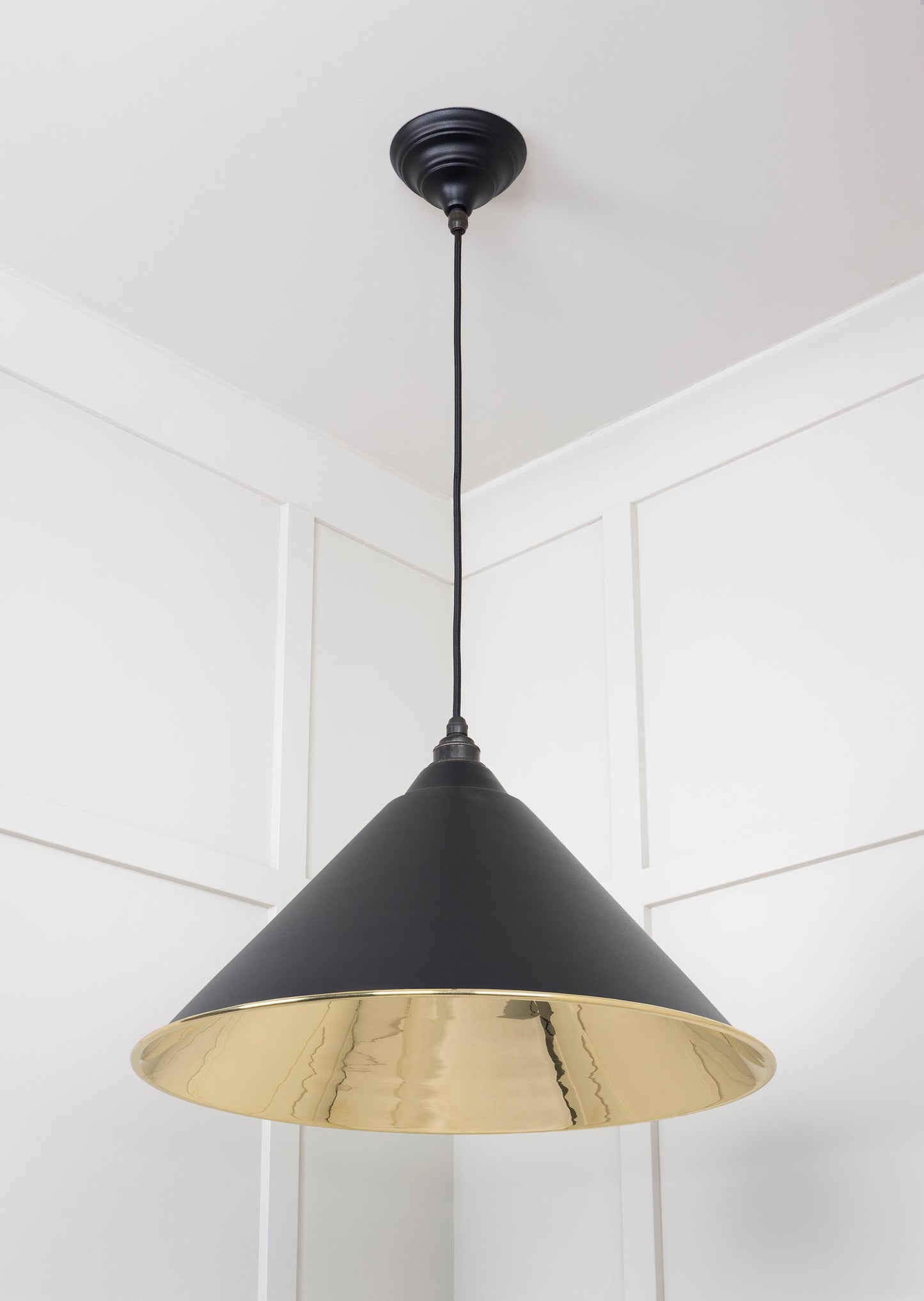 Smooth Brass Hockley Pendant Light Elan Black, Underside.