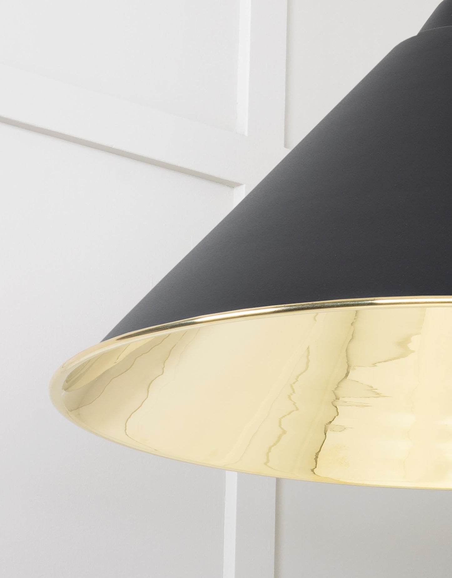 Smooth Brass Hockley Pendant Light Elan Black, Detailed close up view of pendant.