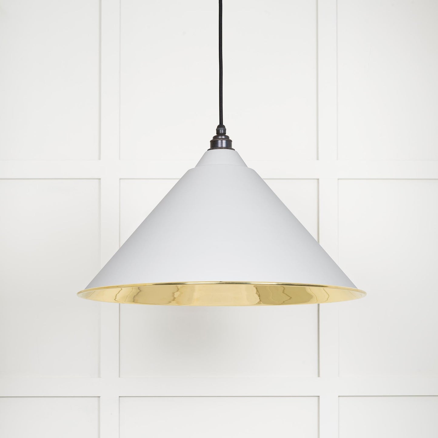 Smooth Brass Hockley Pendant Light Flock, Front Side.
