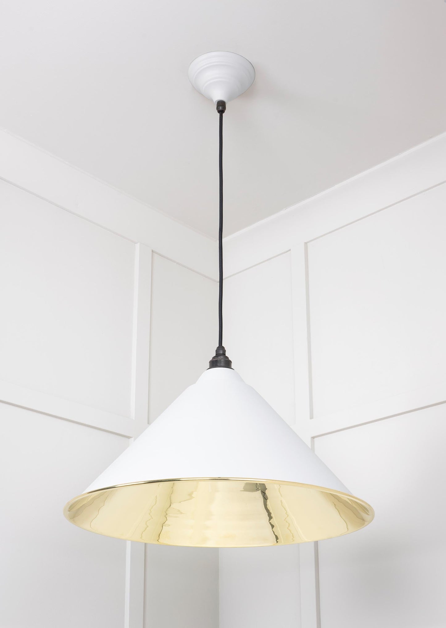 Smooth Brass Hockley Pendant Light Flock, Underside.