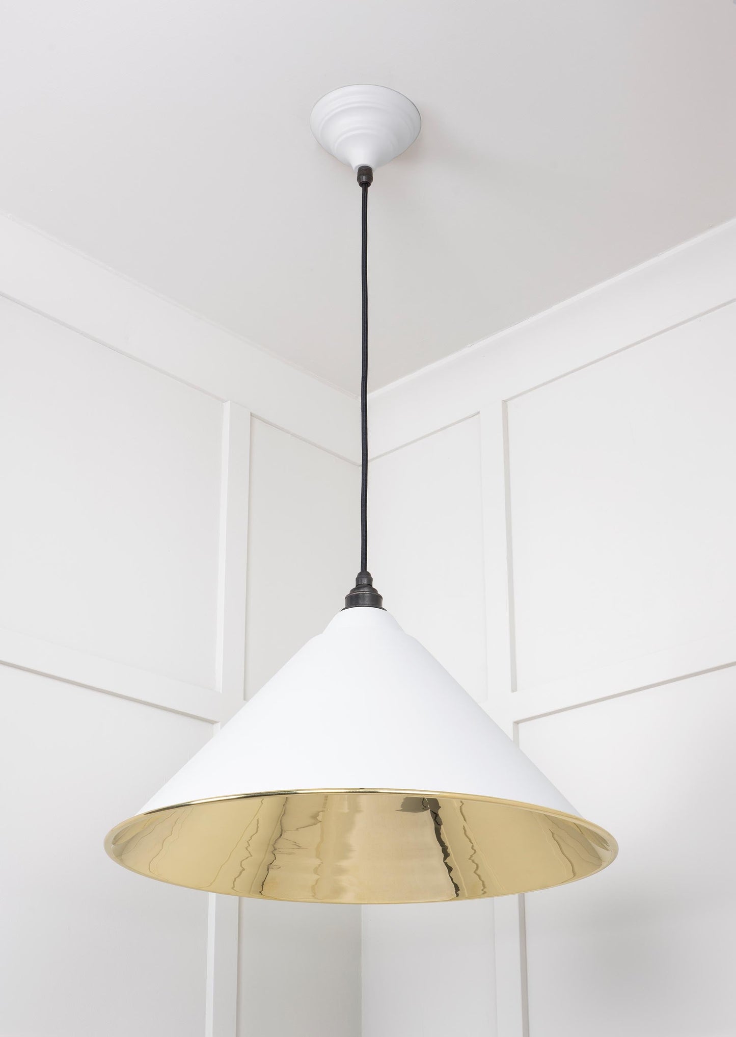 Smooth Brass Hockley Pendant Light Flock, Underside.