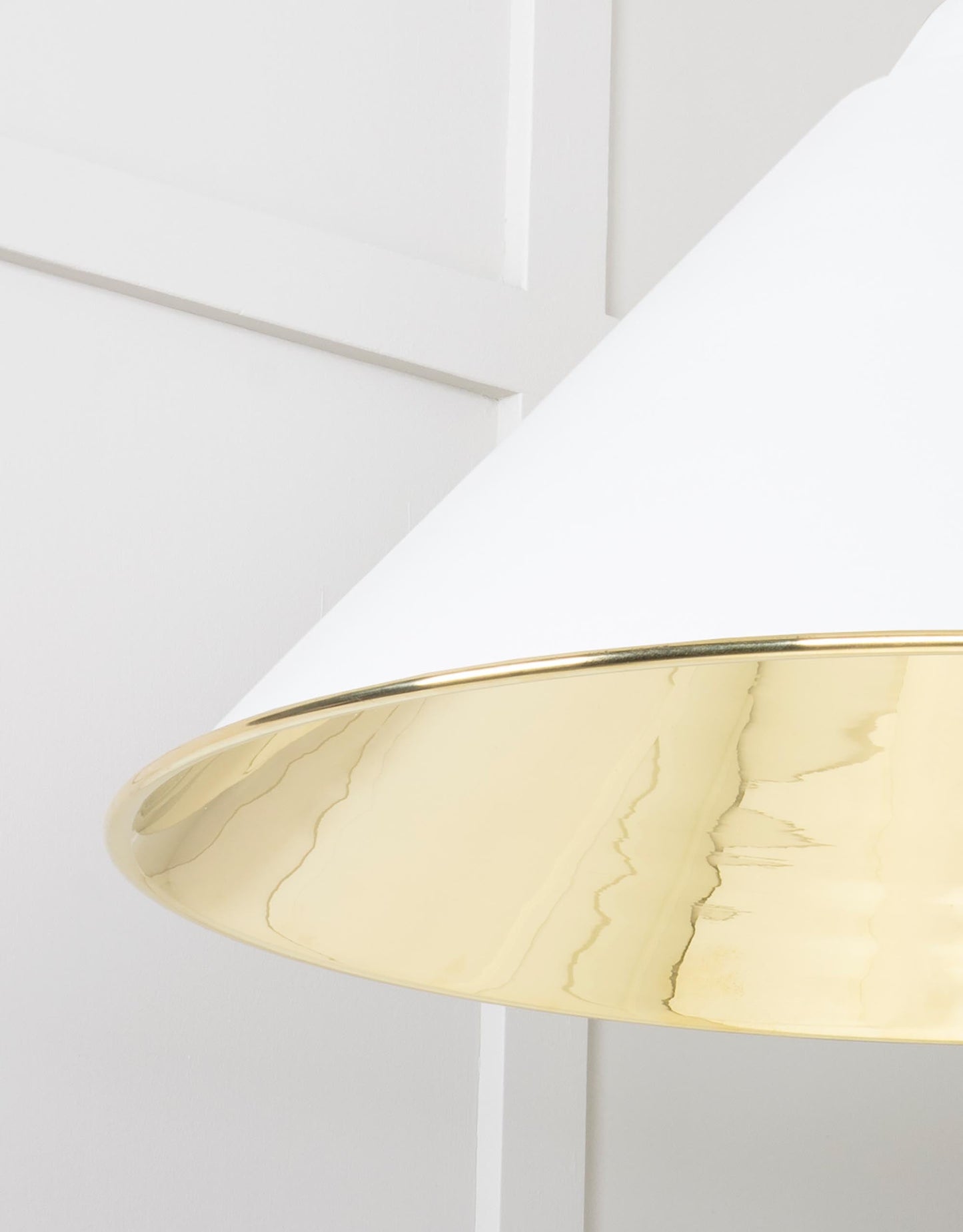 Smooth Brass Hockley Pendant Light Flock, Detailed close up view of pendant.