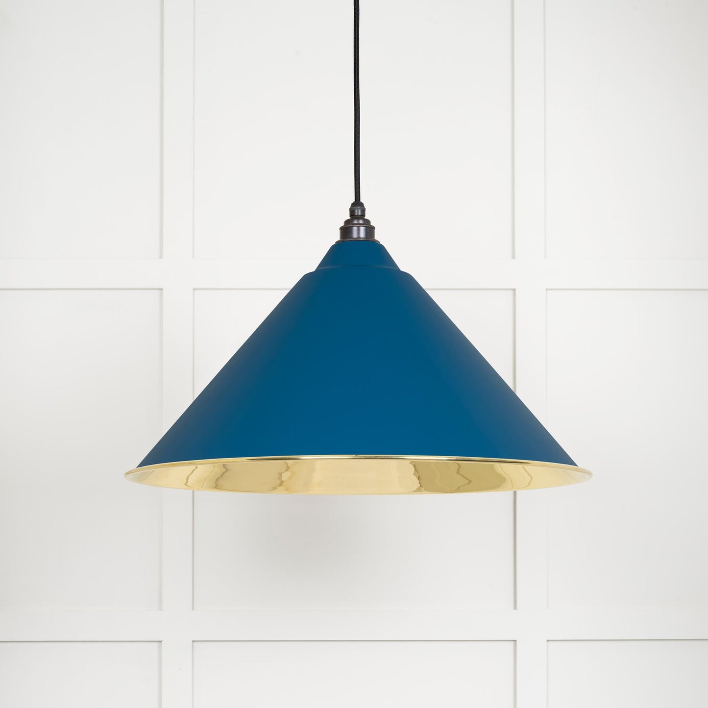 Smooth Brass Hockley Pendant Light Upstream, Front Side.