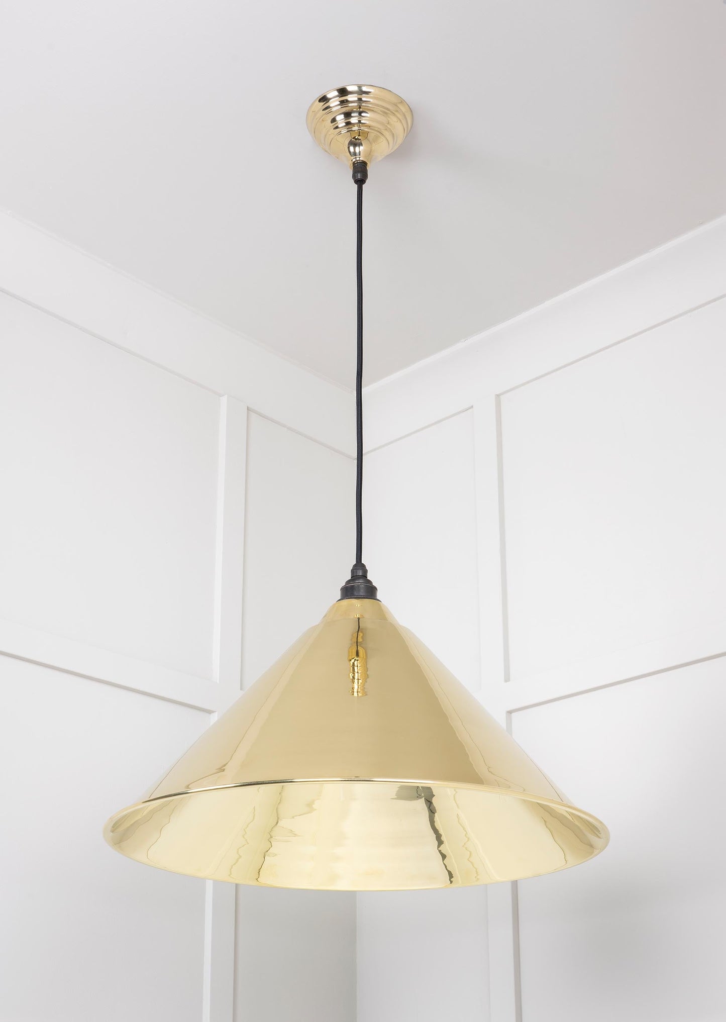 Smooth Brass Hockley Pendant Light , Underside.