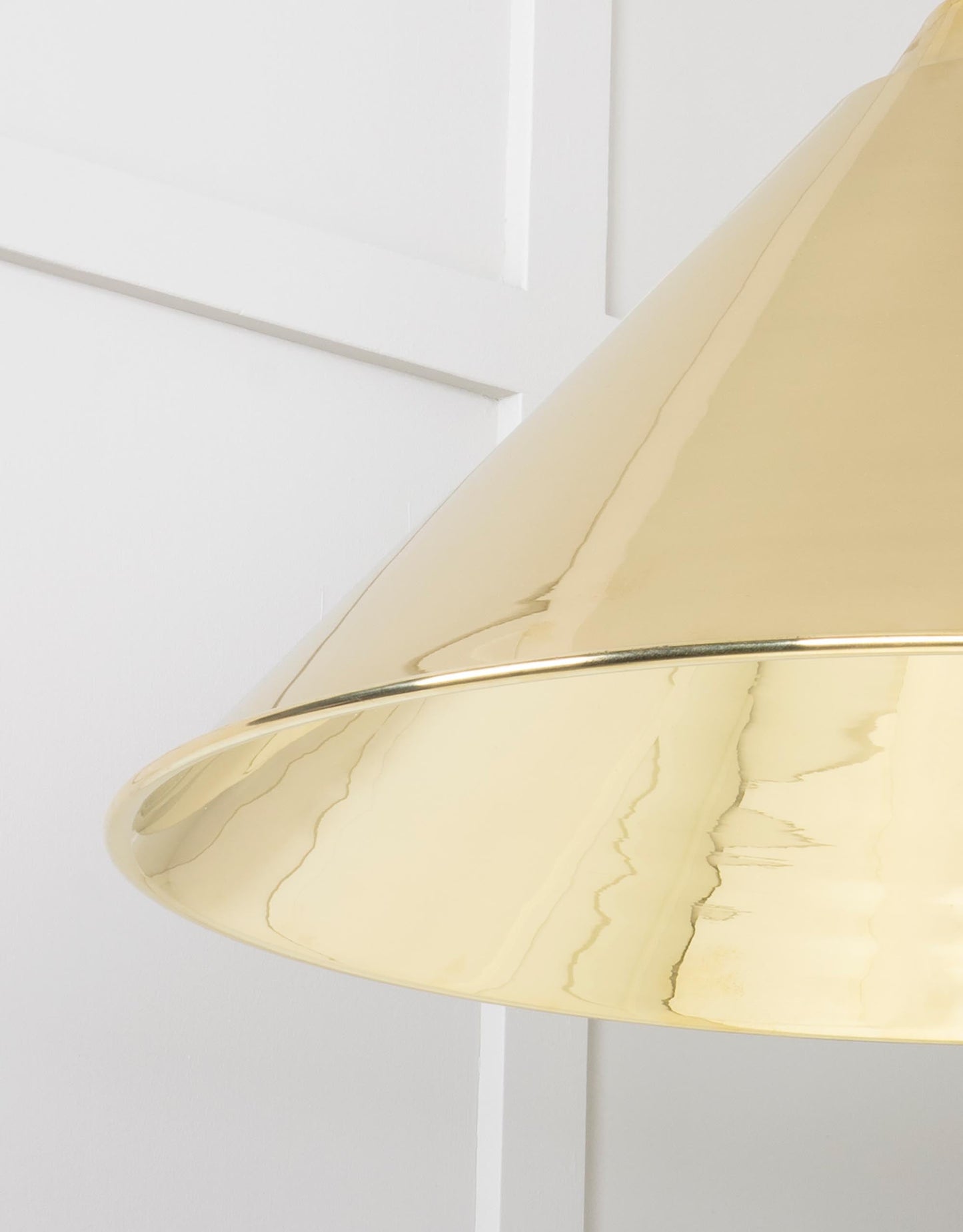 Smooth Brass Hockley Pendant Light , Detailed close up view of pendant.