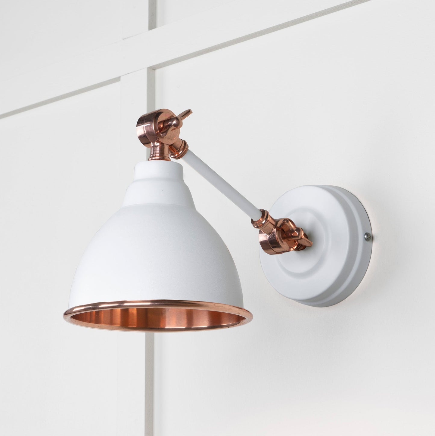 Smooth Copper Brindley Wall Light Flock, Front Side.