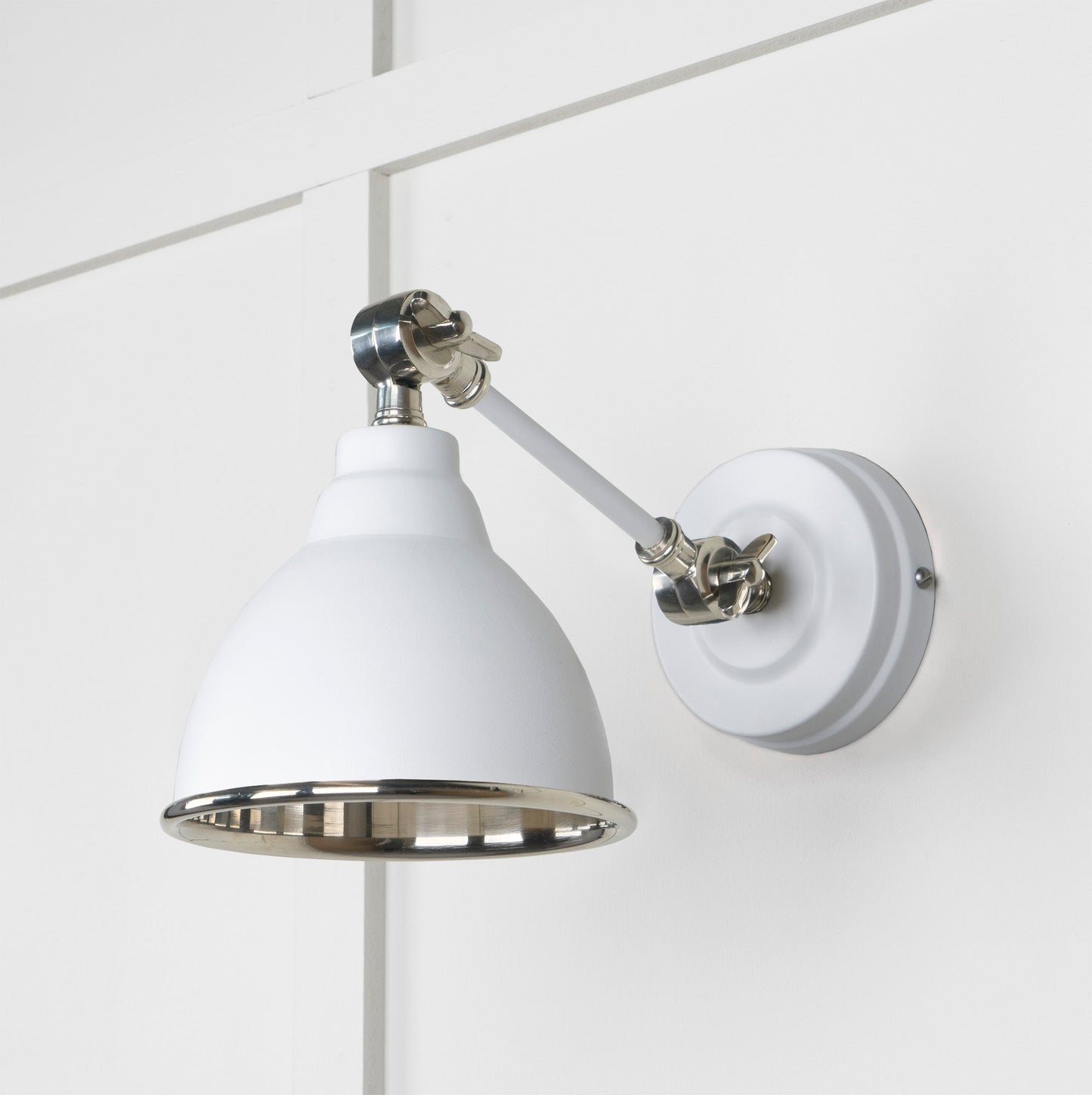 Smooth Nickel Brindley Wall Light Flock, Front Side.