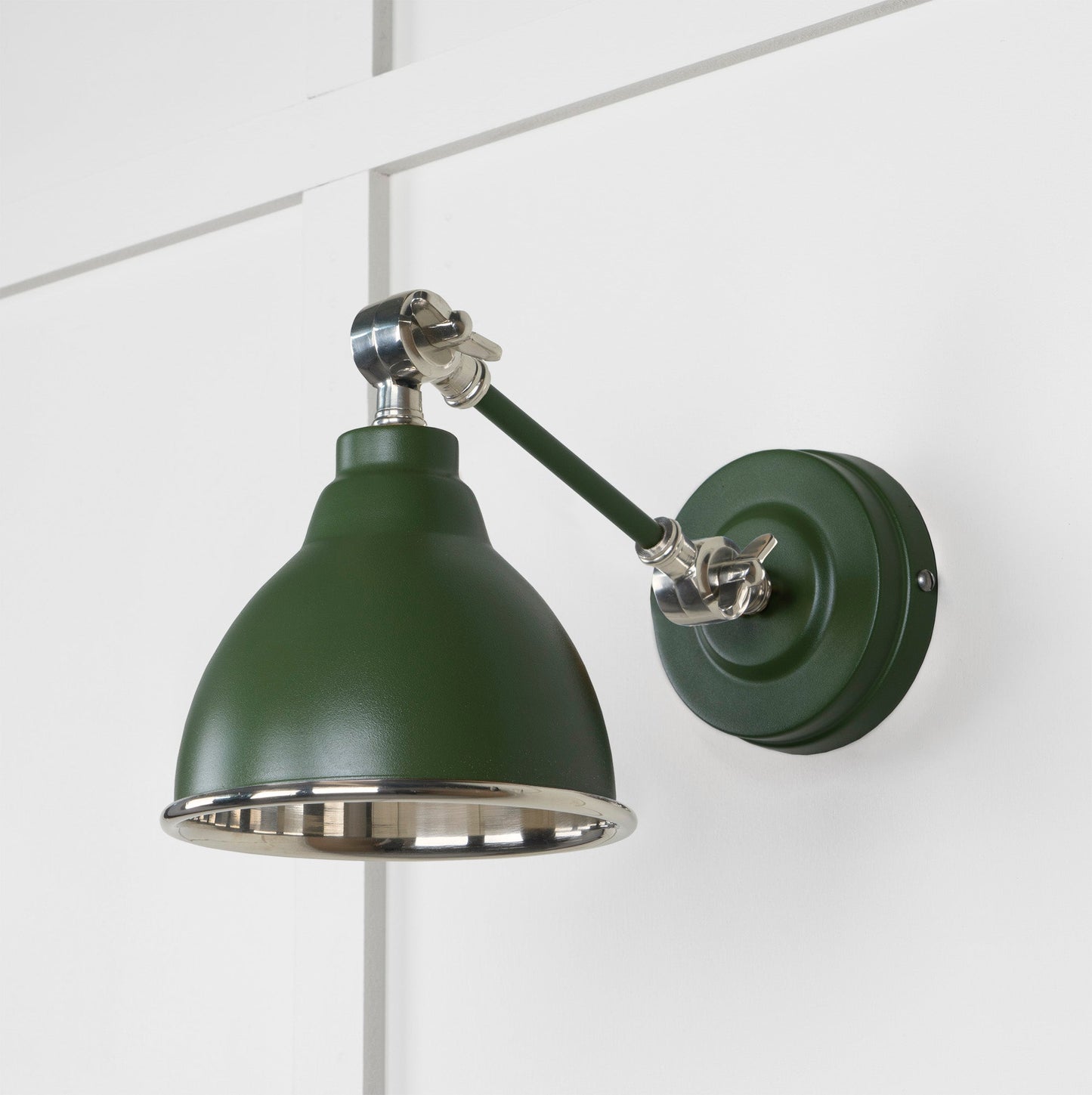 Smooth Nickel Brindley Wall Light Heath, Front Side.