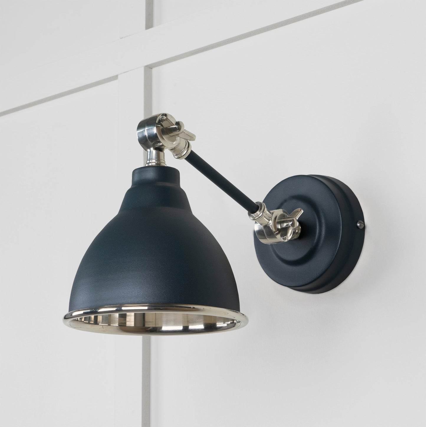 Smooth Nickel Brindley Wall Light Soot, Front Side.