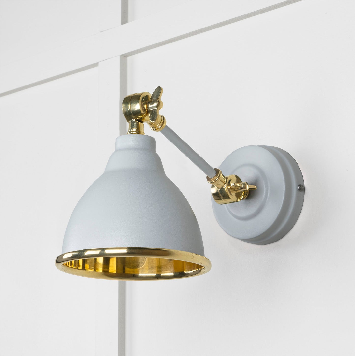 Smooth Brass Brindley Wall Light Birch, Front Side.