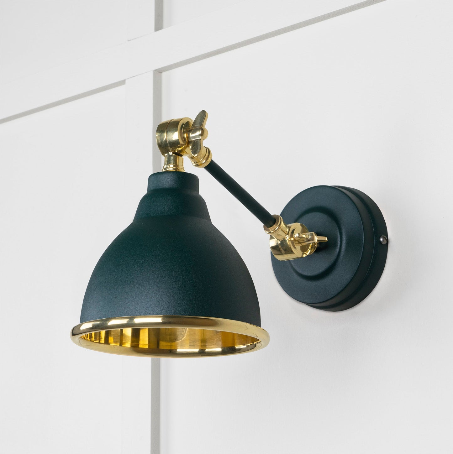 Smooth Brass Brindley Wall Light Dingle, Front Side.