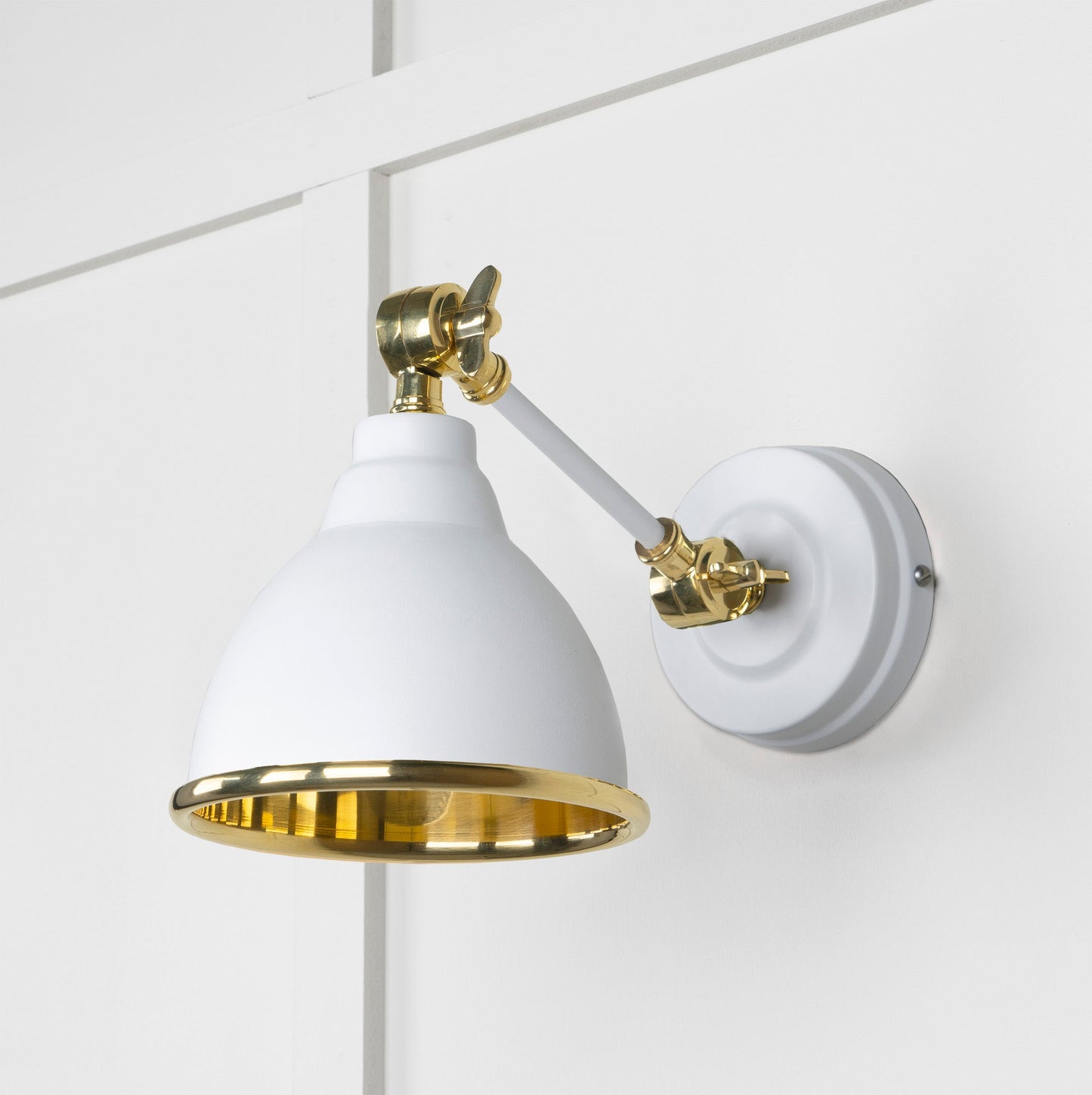Smooth Brass Brindley Wall Light Flock, Front Side.