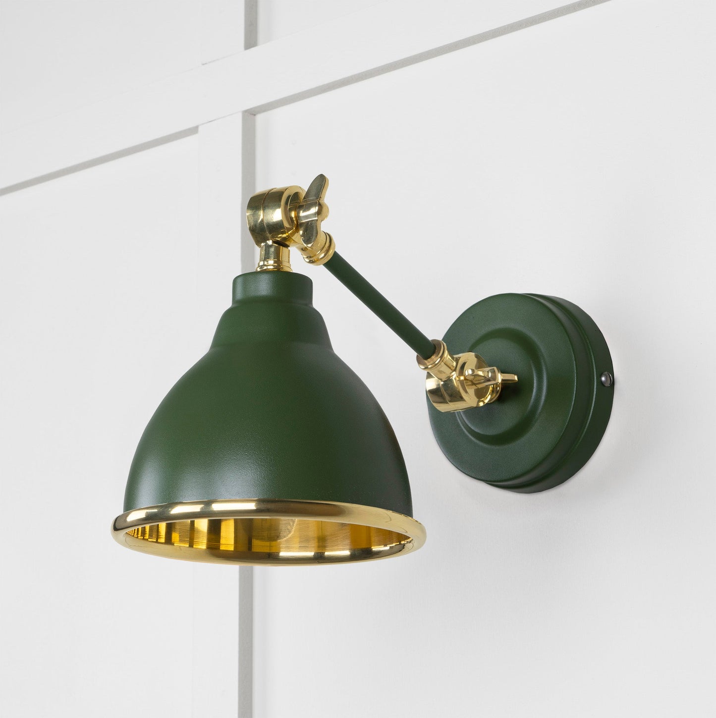 Smooth Brass Brindley Wall Light Heath, Front Side.