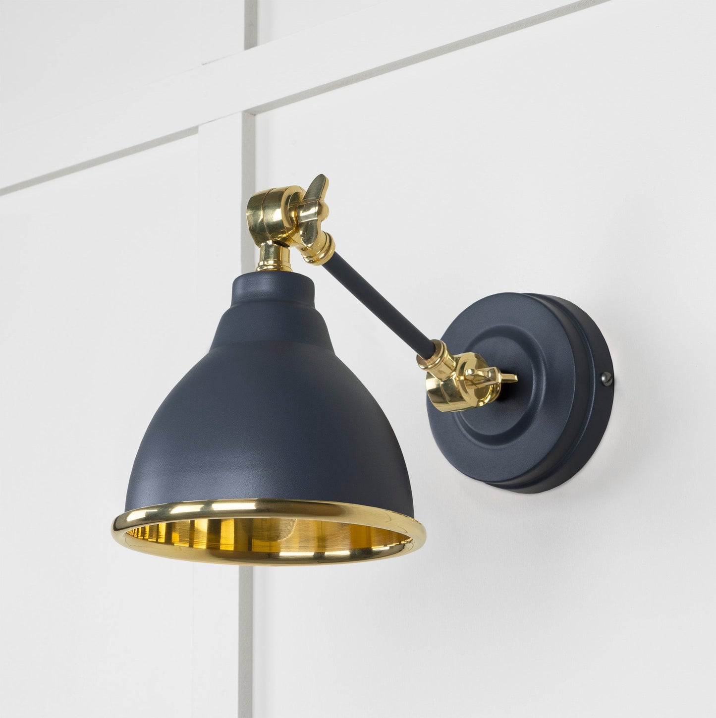 Smooth Brass Brindley Wall Light Slate, Front Side.