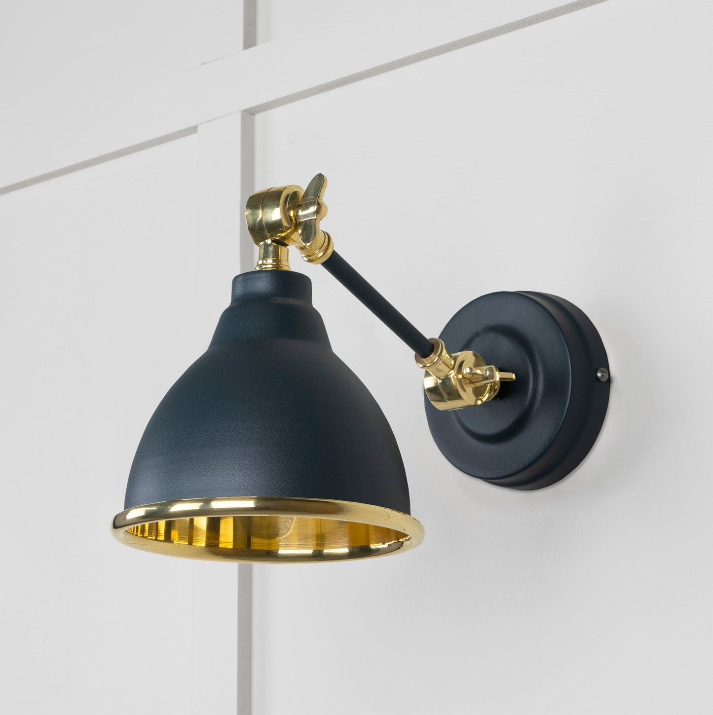 Smooth Brass Brindley Wall Light Soot, Front Side.