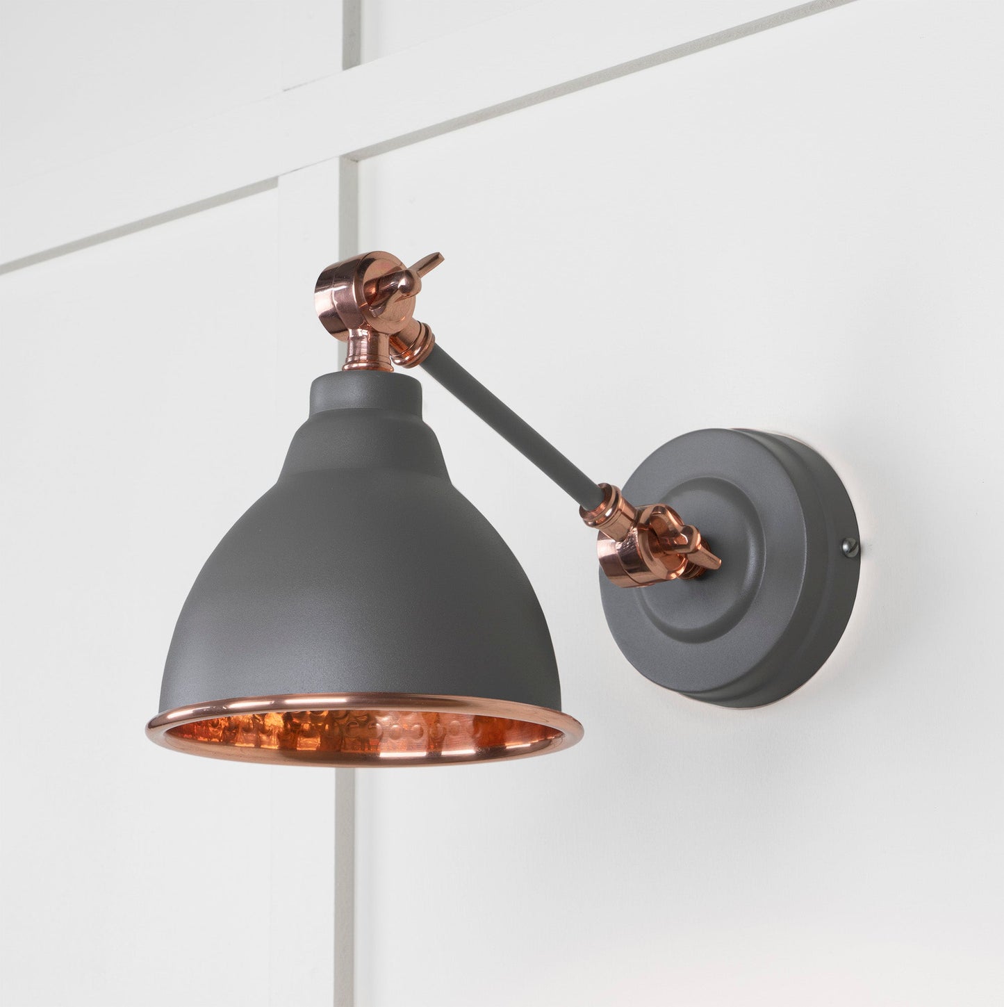 Hammered Copper Brindley Wall Light Bluff, Front Side.