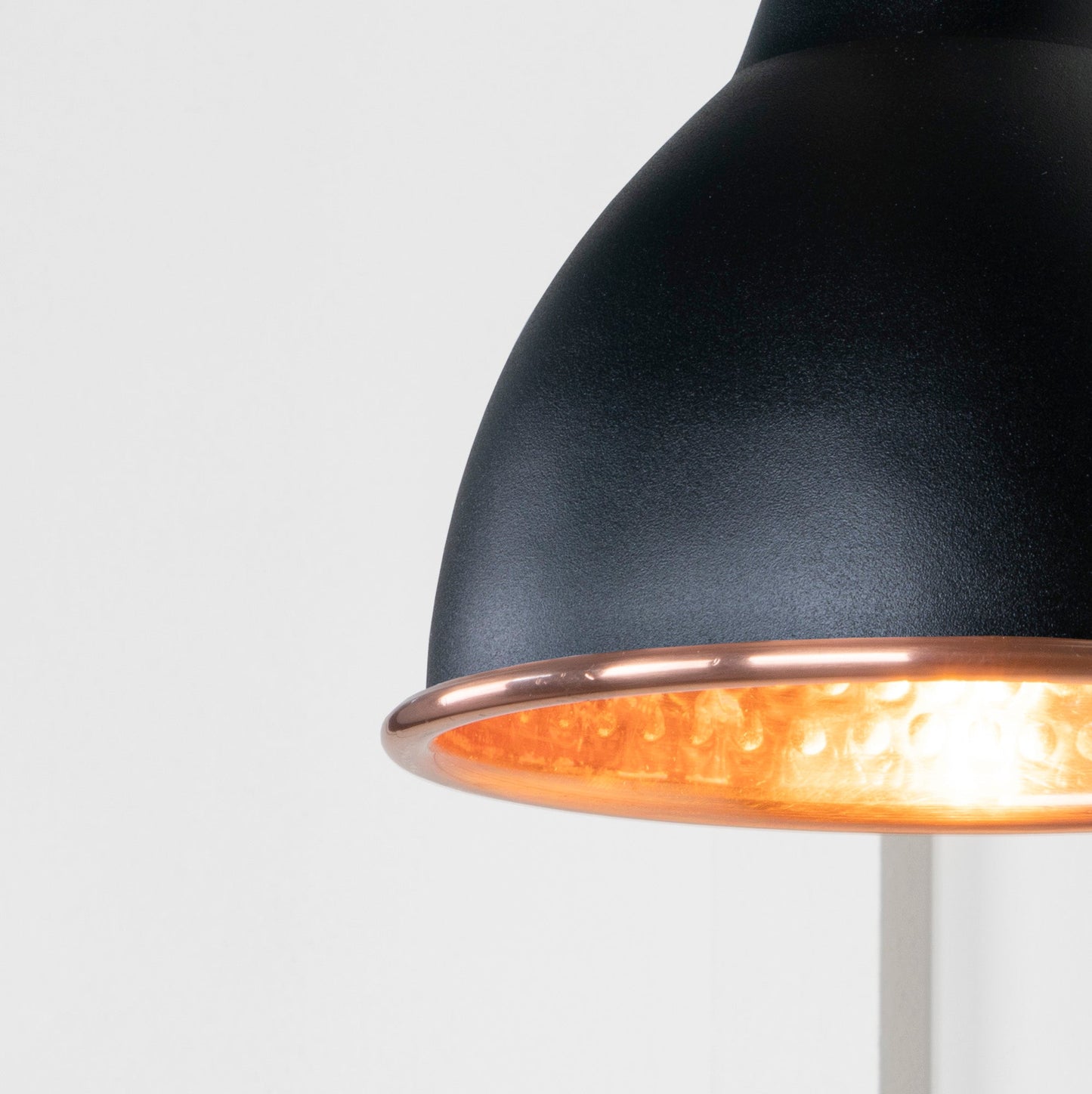 Hammered Copper Brindley Wall Light Elan Black, Underside.