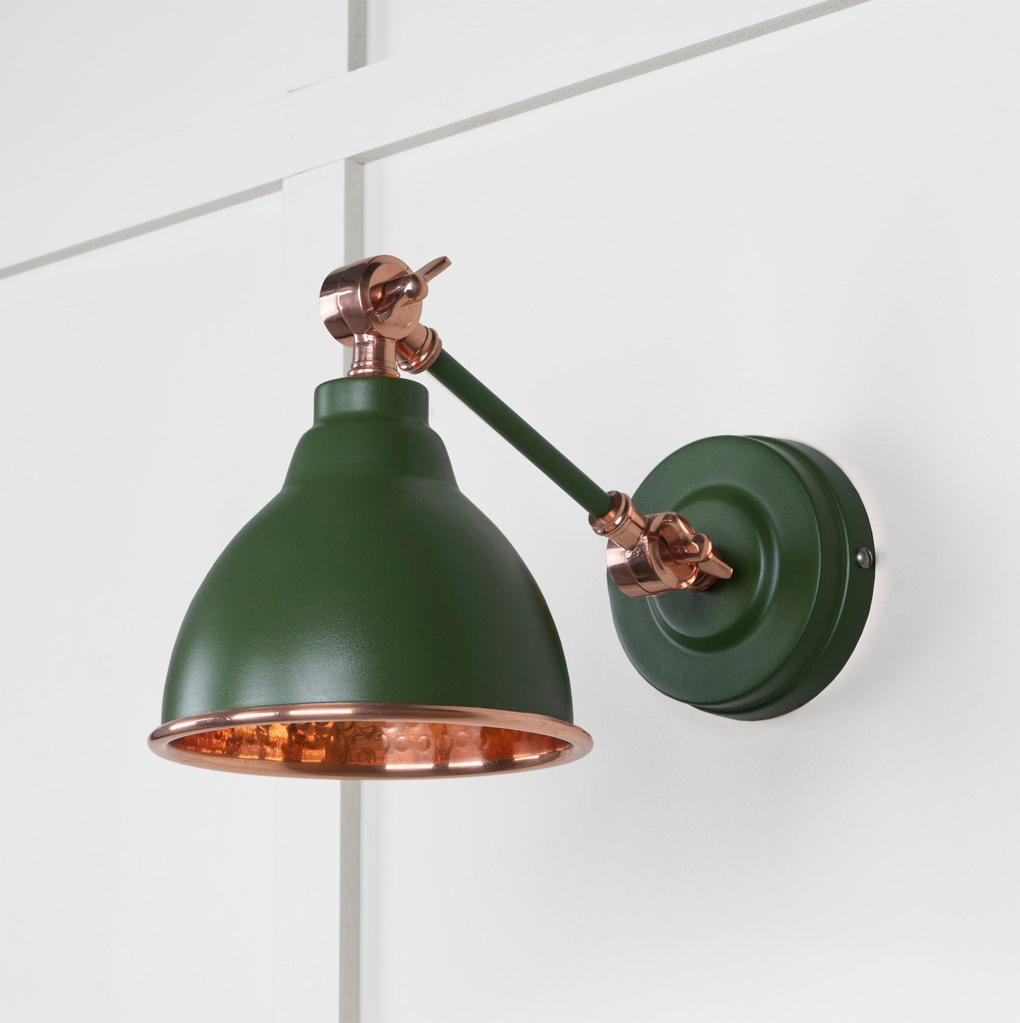 Hammered Copper Brindley Wall Light Heath, Front Side.