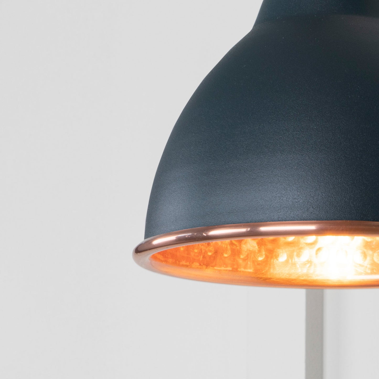 Hammered Copper Brindley Wall Light Soot, Underside.