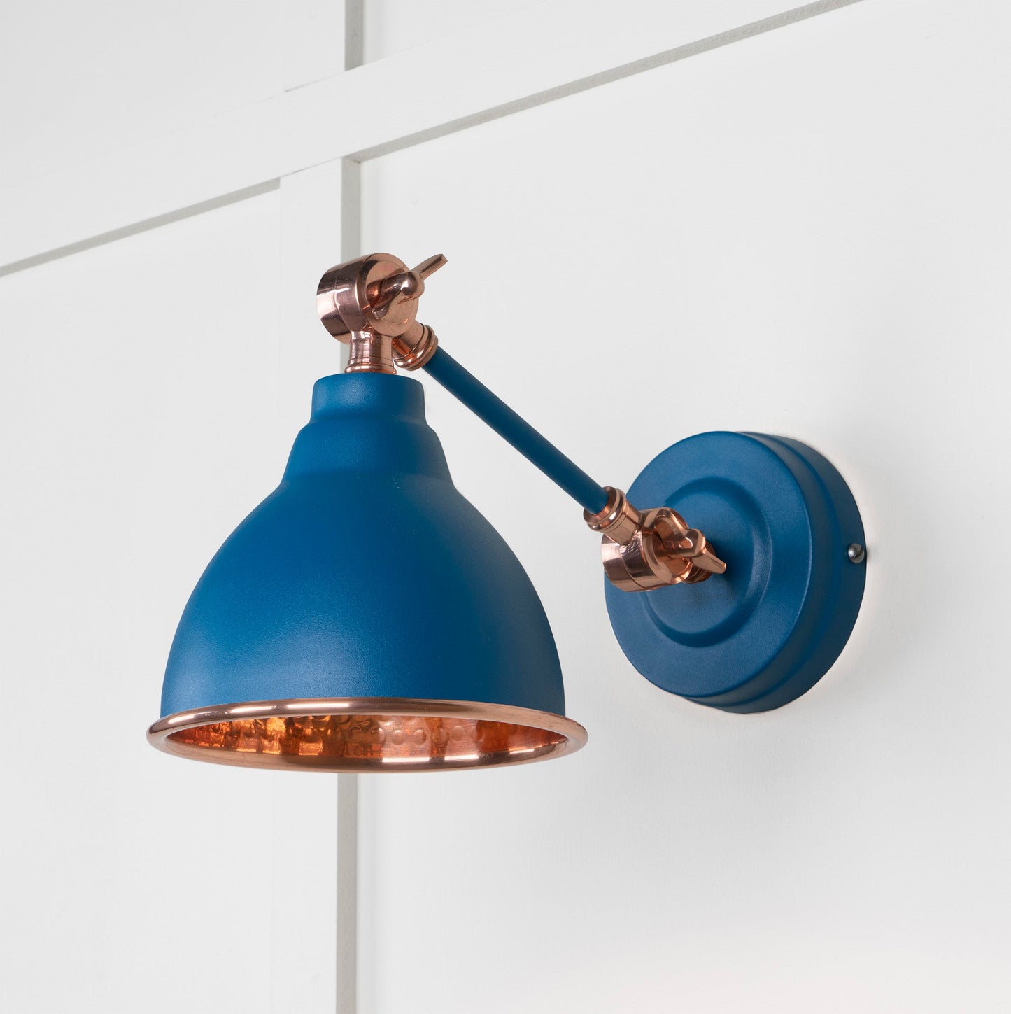 Hammered Copper Brindley Wall Light Upstream, Front Side.