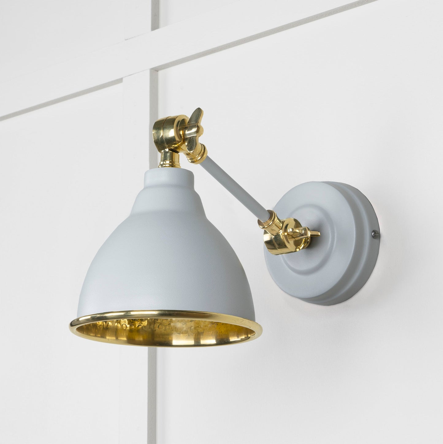 Hammered Brass Brindley Wall Light Birch, Front Side.