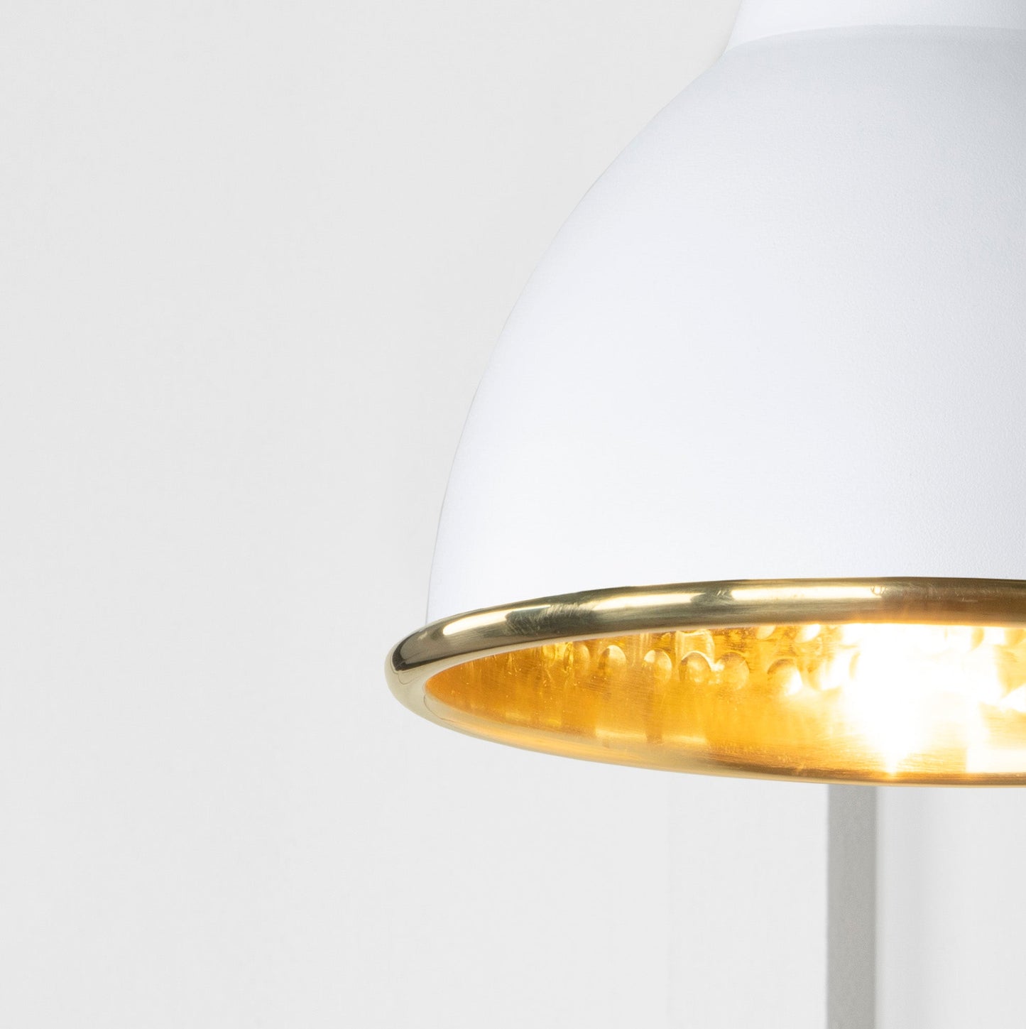 Hammered Brass Brindley Wall Light Flock, Underside.