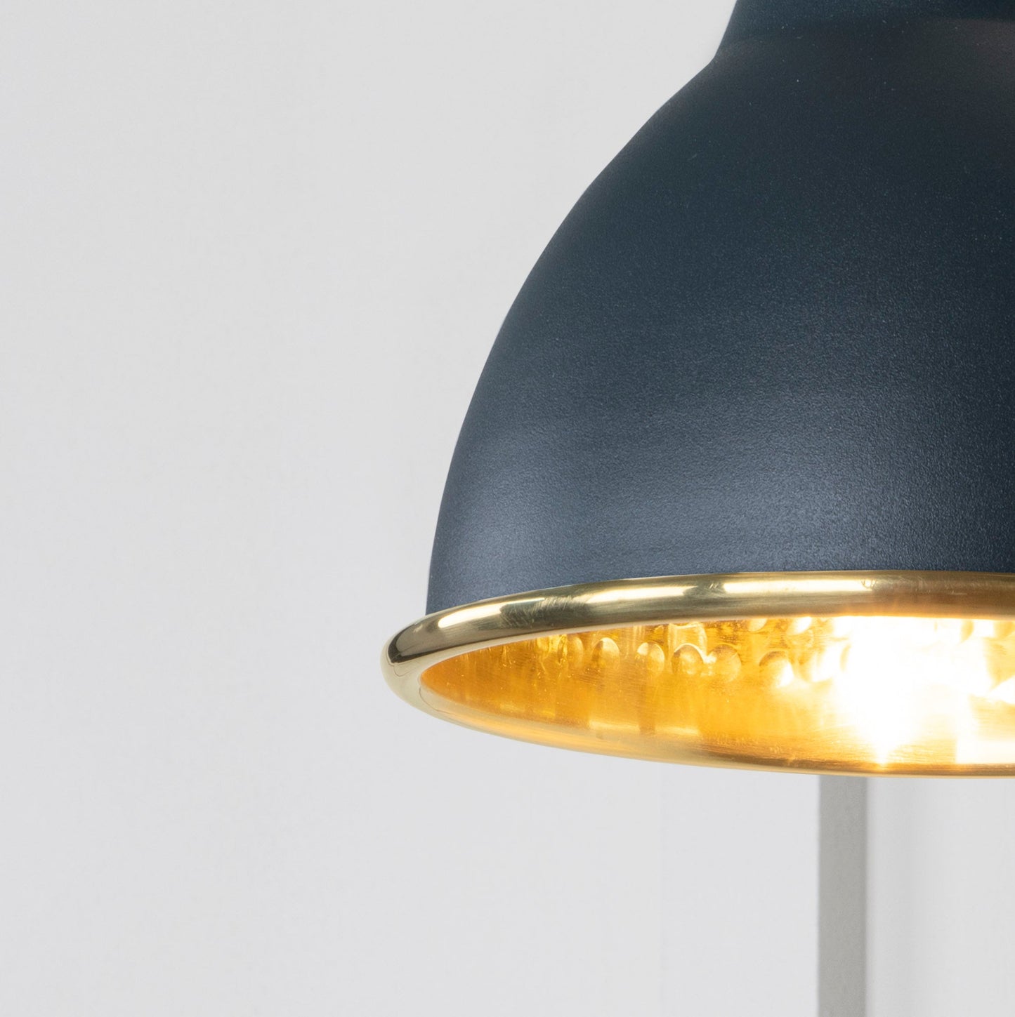 Hammered Brass Brindley Wall Light Soot, Underside.