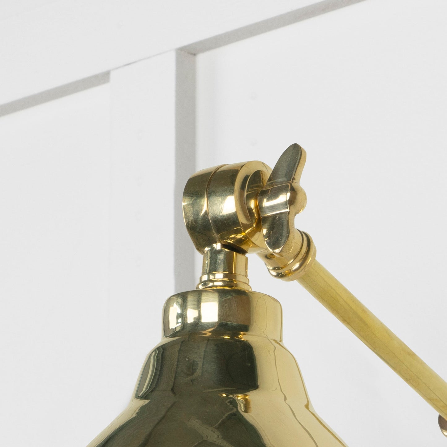 Hammered Brass Brindley Wall Light , Detailed close up view of pendant.