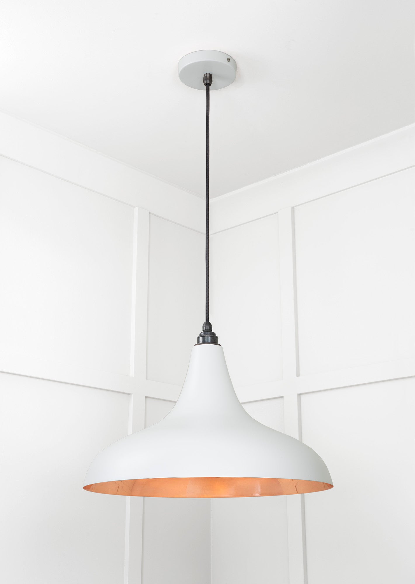 Smooth Copper Frankley Pendant Light Birch, Underside.