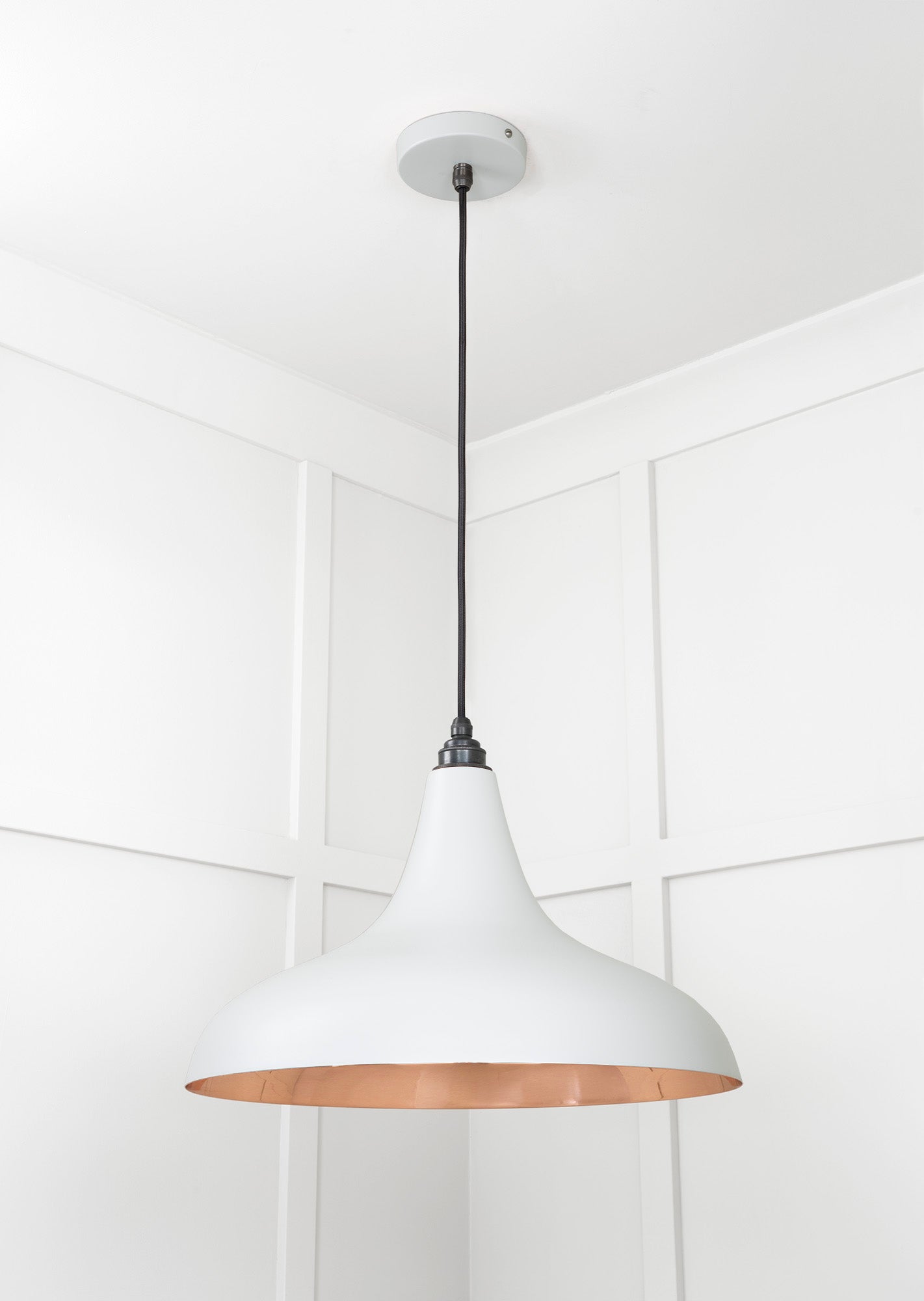 Smooth Copper Frankley Pendant Light Birch, Underside.