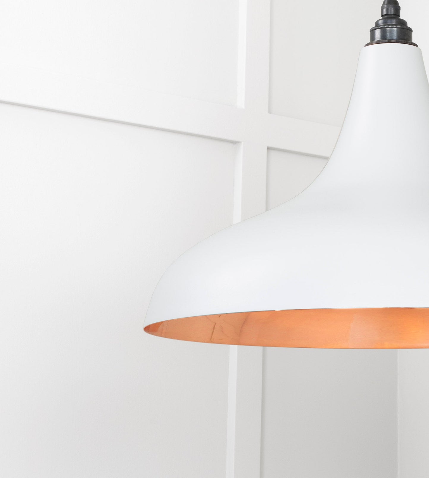 Smooth Copper Frankley Pendant Light Birch, Detailed close up view of pendant.