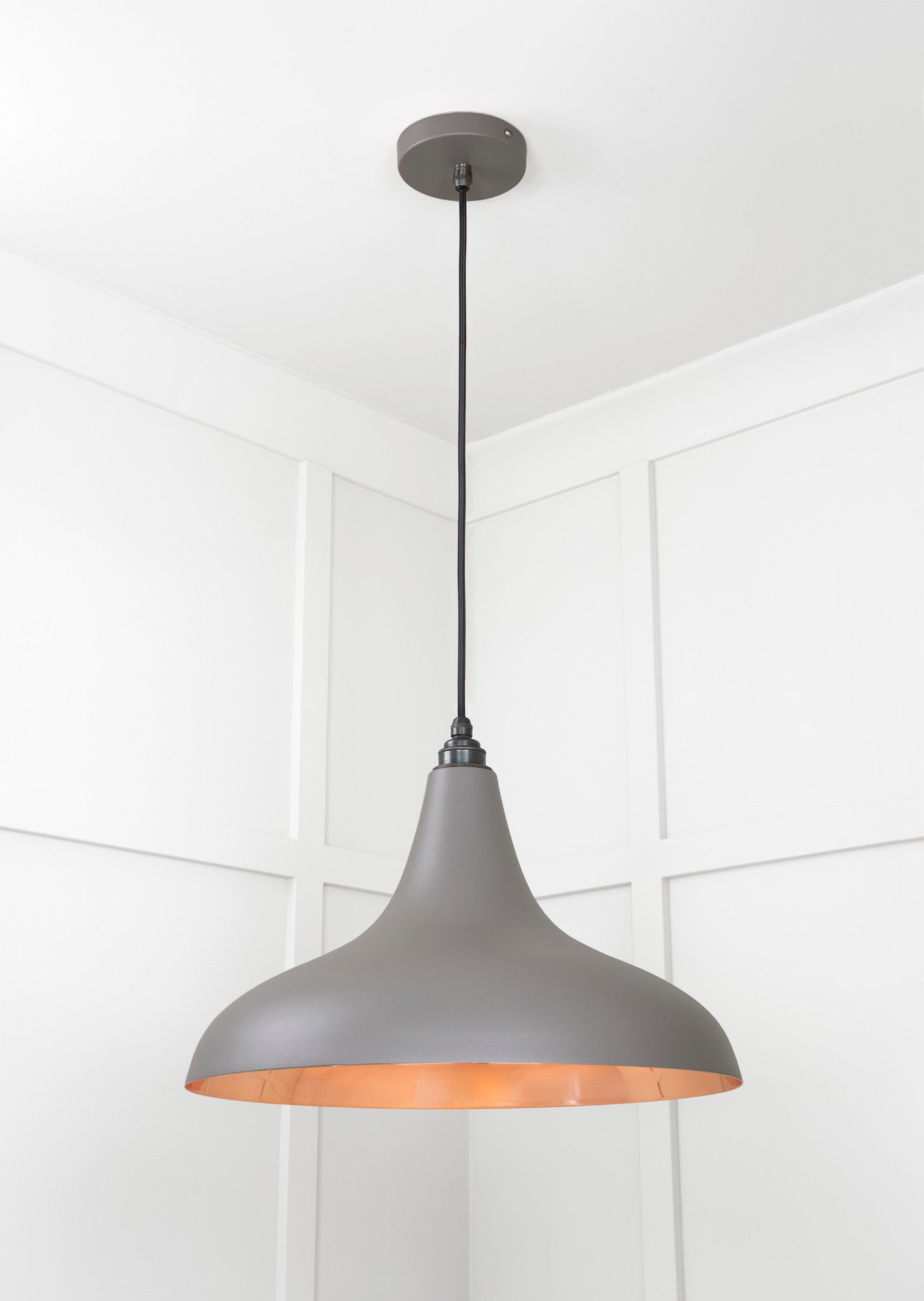 Smooth Copper Frankley Pendant Light Bluff, Underside.