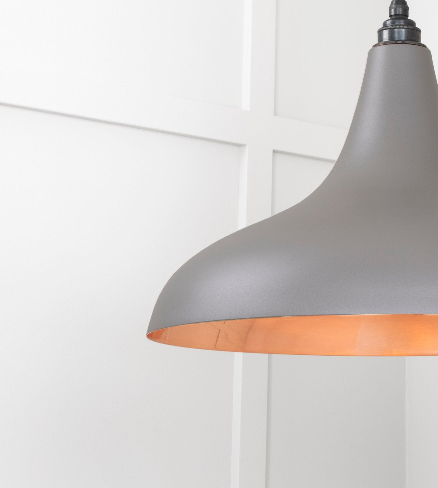 Smooth Copper Frankley Pendant Light Bluff, Detailed close up view of pendant.