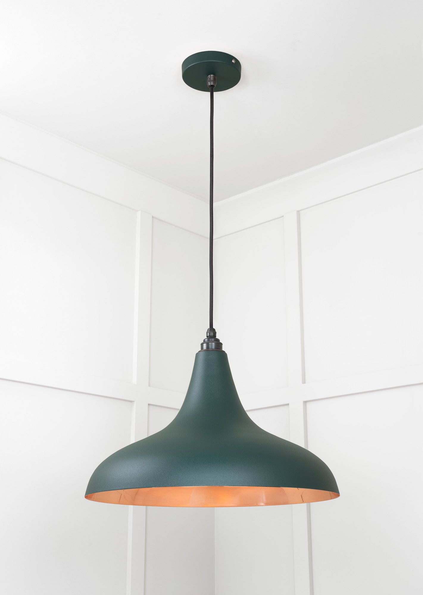 Smooth Copper Frankley Pendant Light Dingle, Underside.