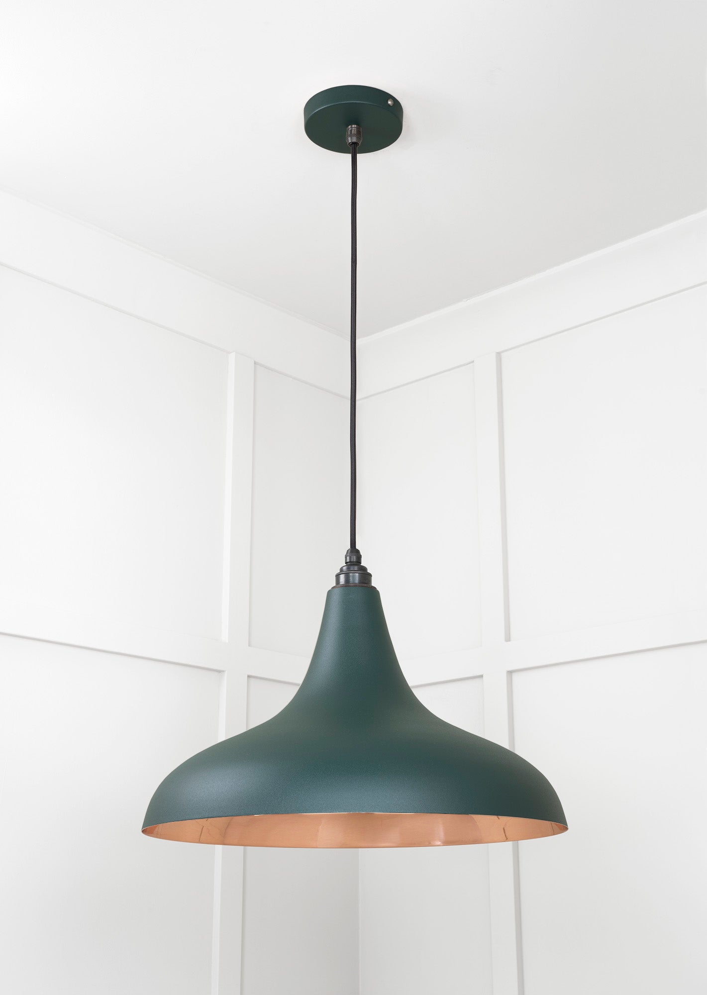 Smooth Copper Frankley Pendant Light Dingle, Underside.