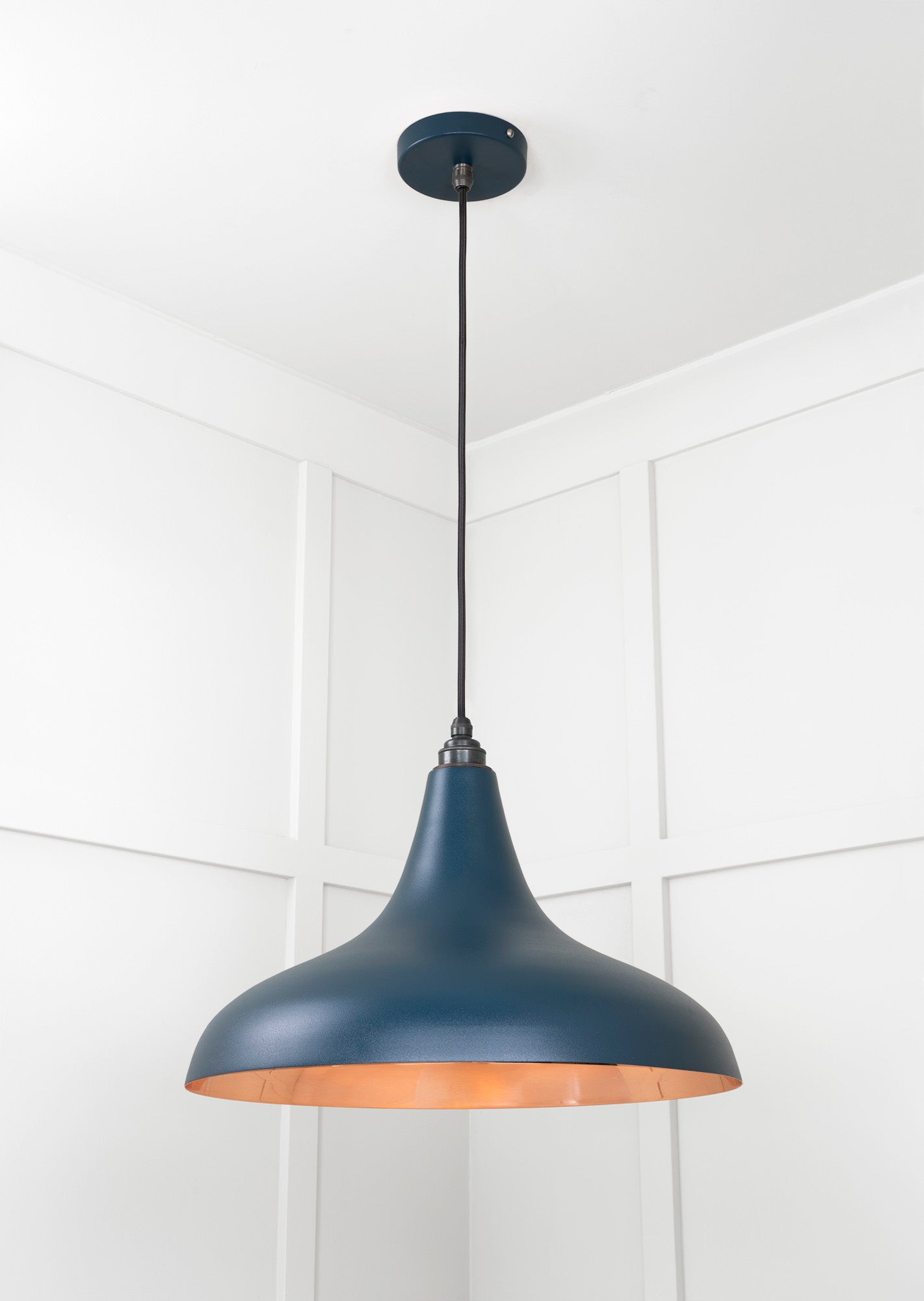 Smooth Copper Frankley Pendant Light Dusk, Underside.