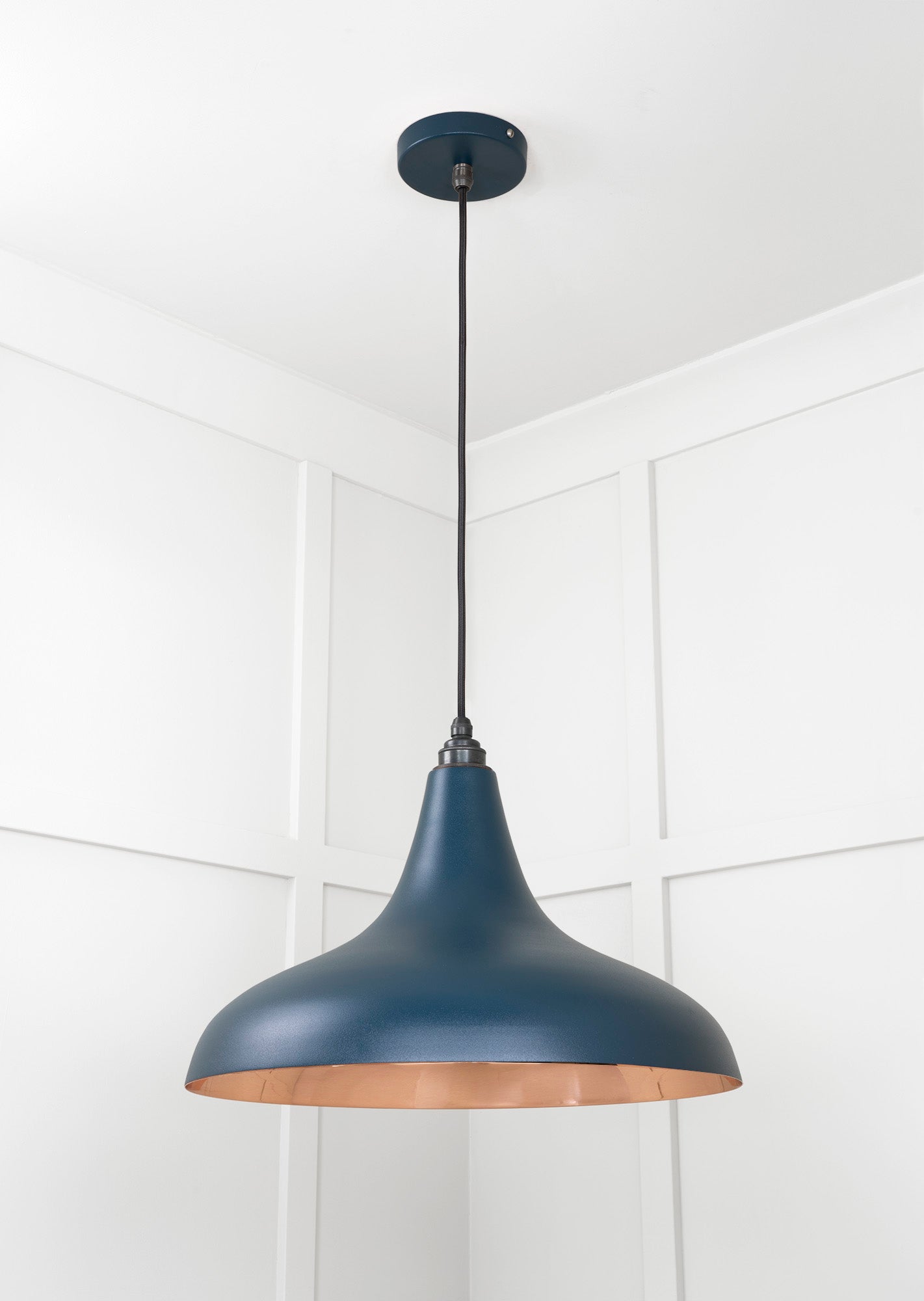 Smooth Copper Frankley Pendant Light Dusk, Underside.
