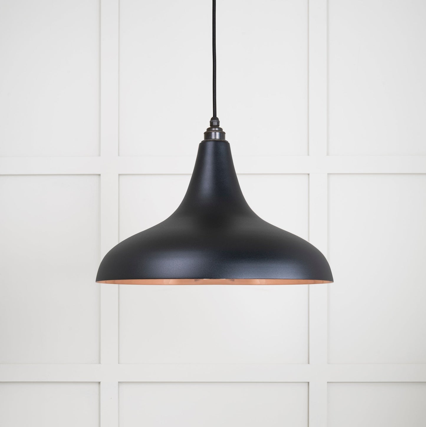 Smooth Copper Frankley Pendant Light Elan Black, Front Side.