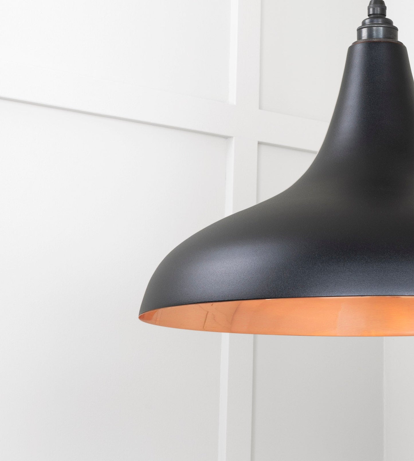 Smooth Copper Frankley Pendant Light Elan Black, Detailed close up view of pendant.