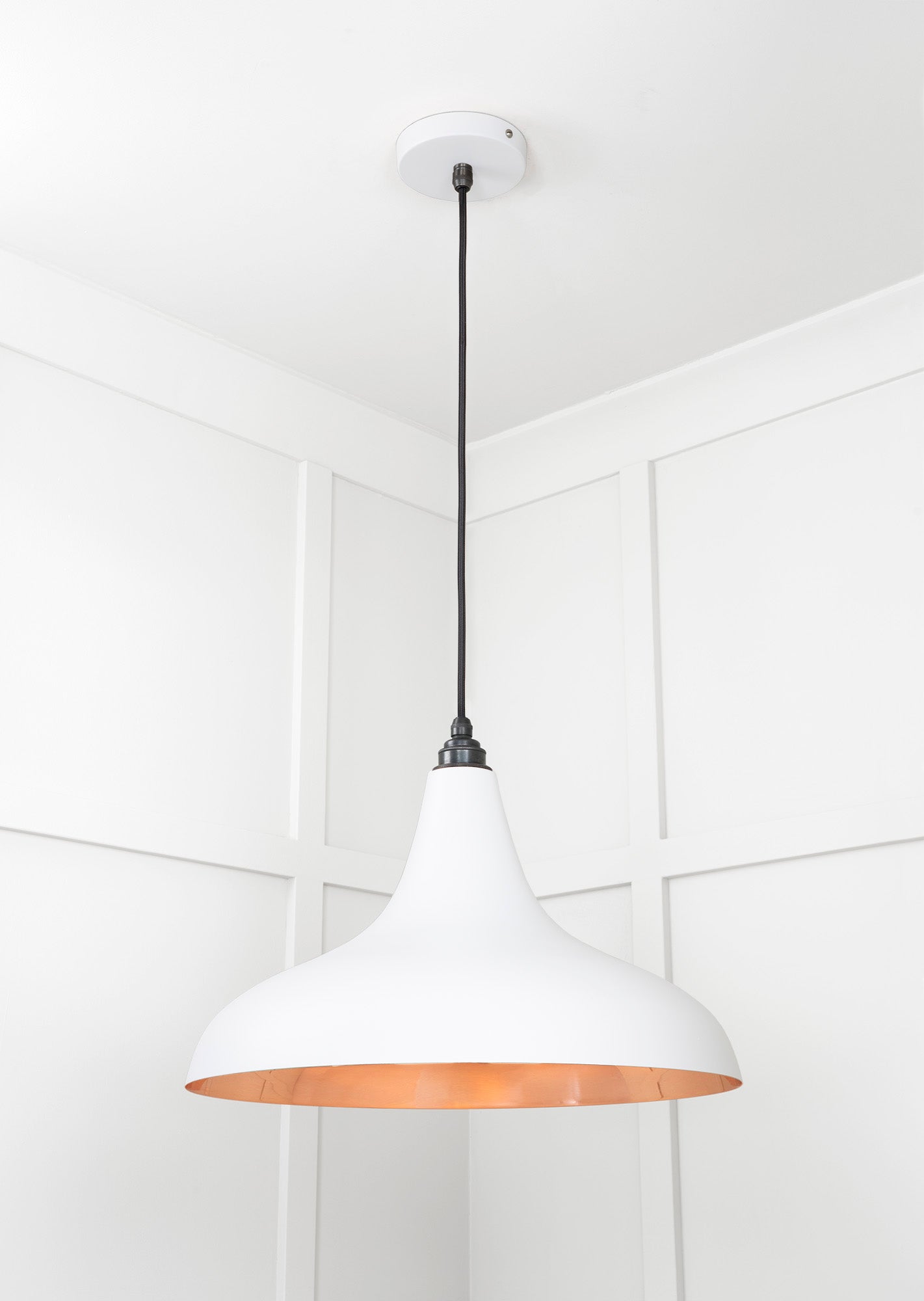 Smooth Copper Frankley Pendant Light Flock, Underside.