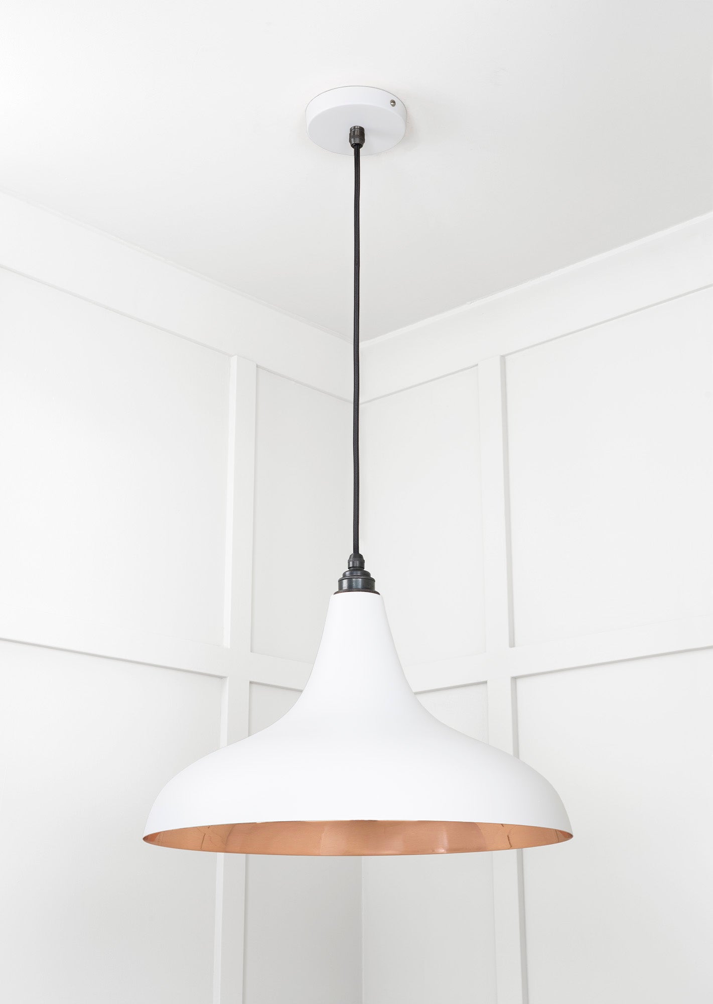 Smooth Copper Frankley Pendant Light Flock, Underside.