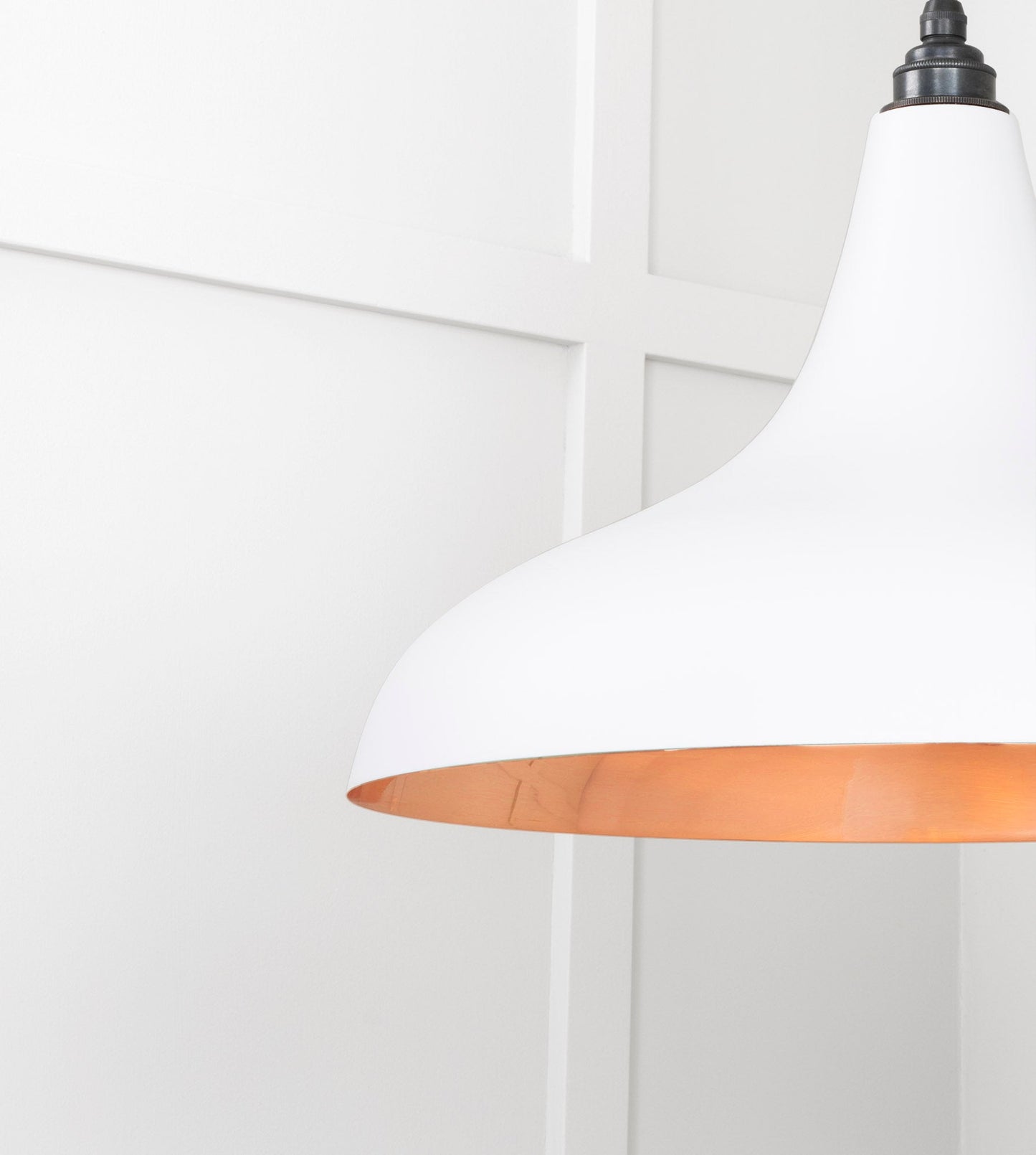Smooth Copper Frankley Pendant Light Flock, Detailed close up view of pendant.