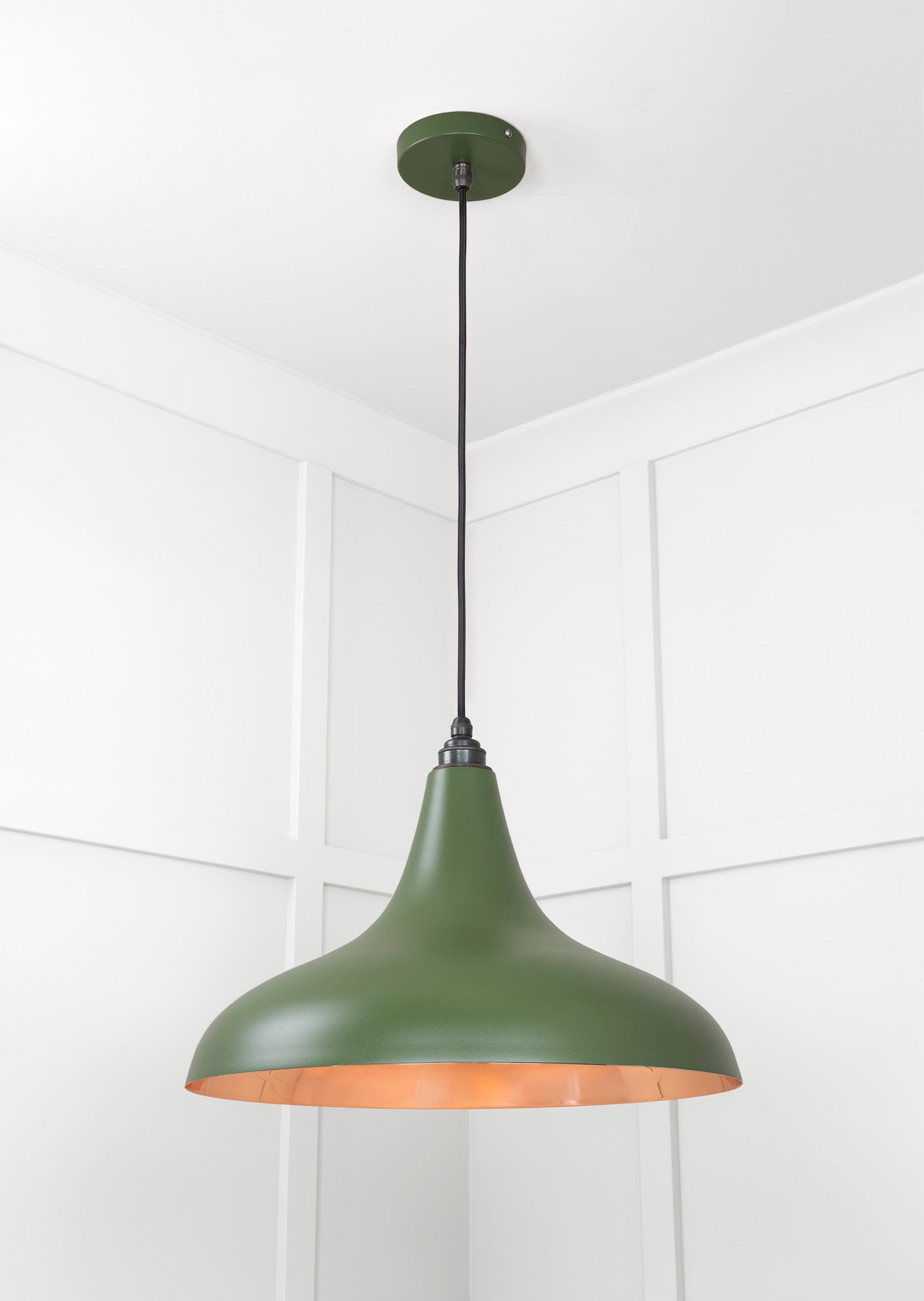 Smooth Copper Frankley Pendant Light Heath, Underside.