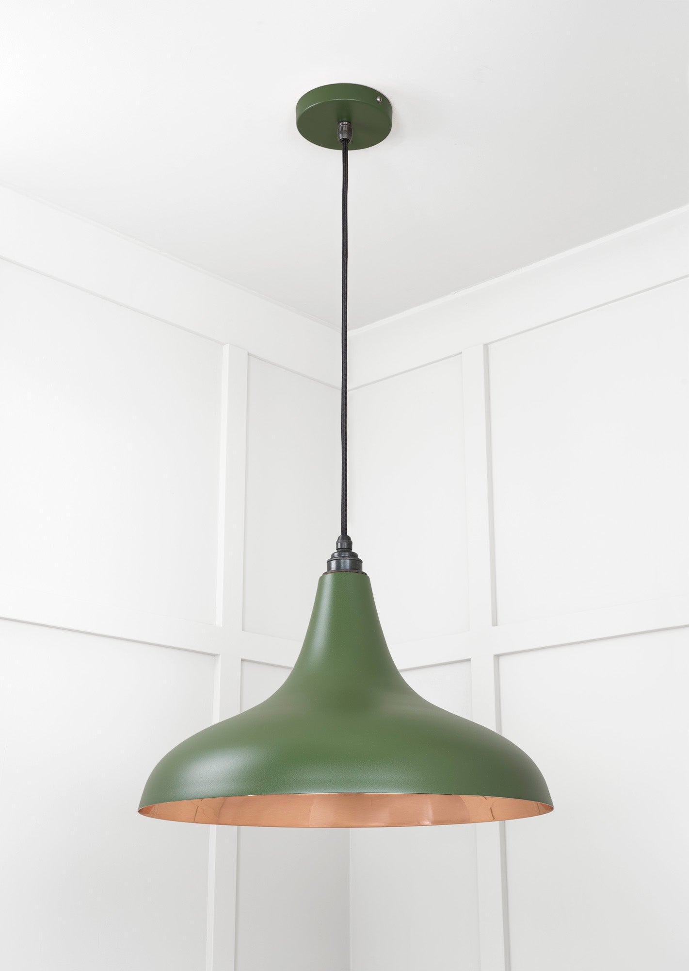 Smooth Copper Frankley Pendant Light Heath, Underside.