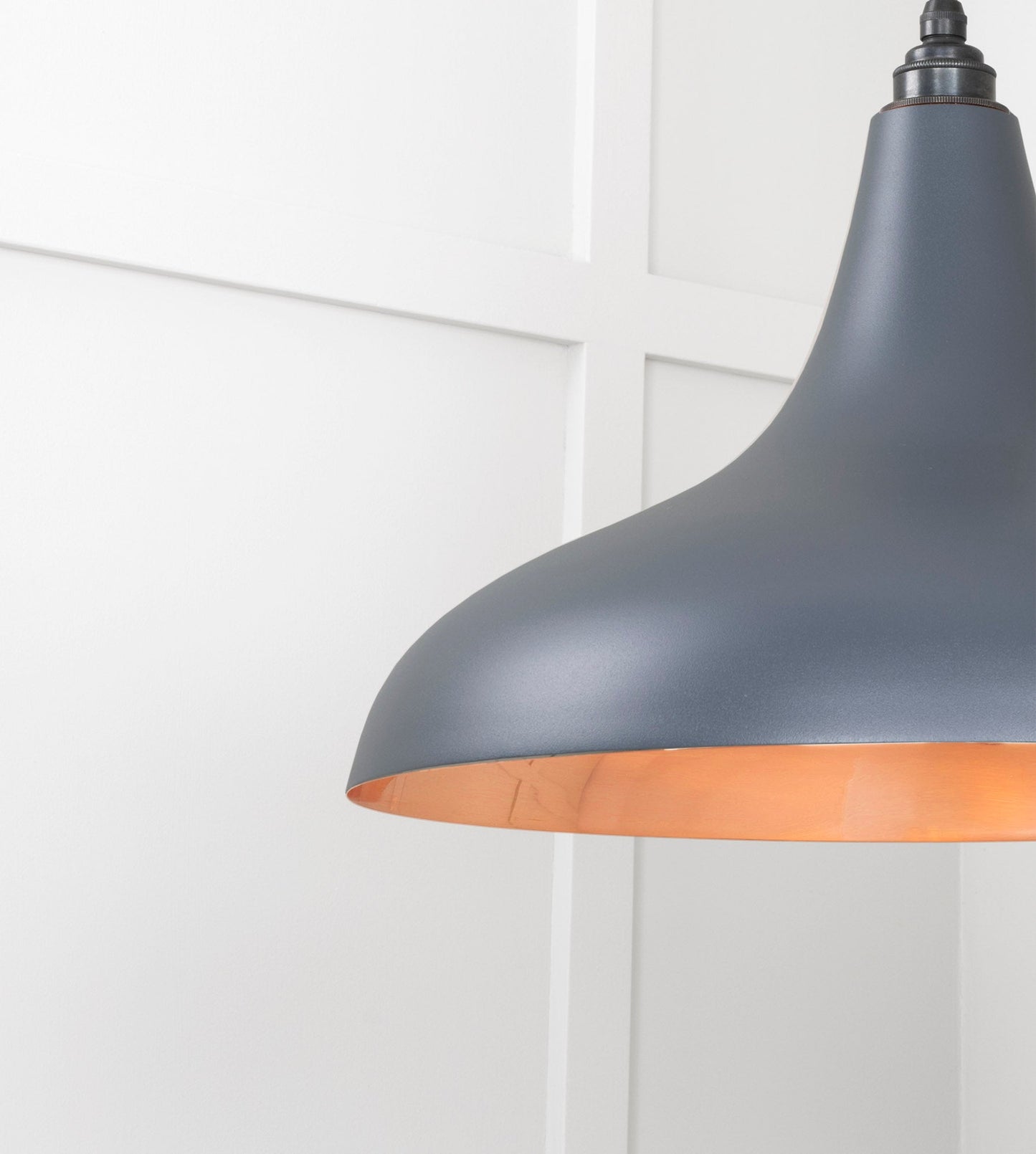 Smooth Copper Frankley Pendant Light Slate, Detailed close up view of pendant.